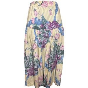 Anne Pinkerton Womens Yellow Purple Floral Maxi Skirt Size Small
